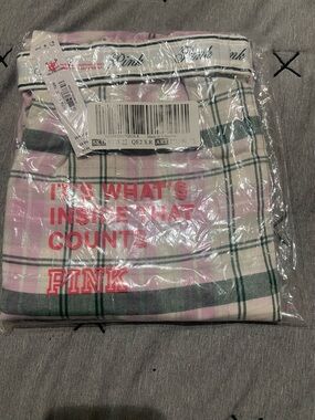 PINK Plaid Sleep Tee and Shorts Set in Pink and Green